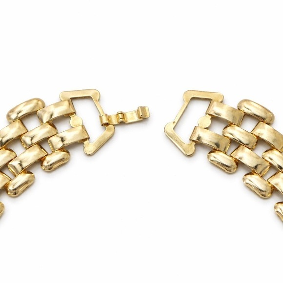 Gold Tone Multi-Row Statement Necklace | Chunky Collar Necklace | New - Picture 5 of 5